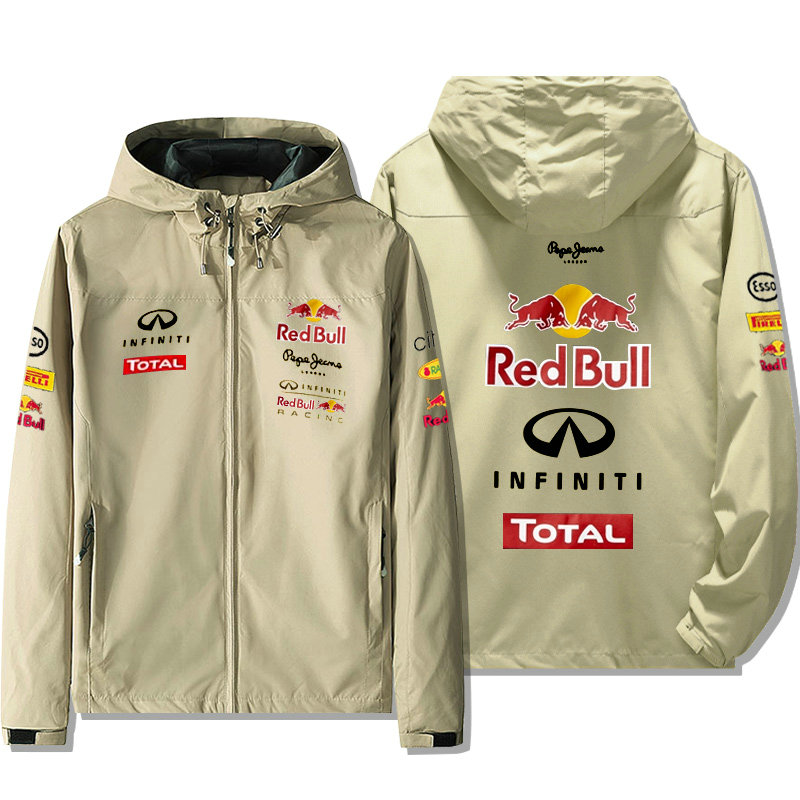 Veste Red Bull Racing Infiniti Total Zippé Capuche Homme Coupe-vent Imperméable